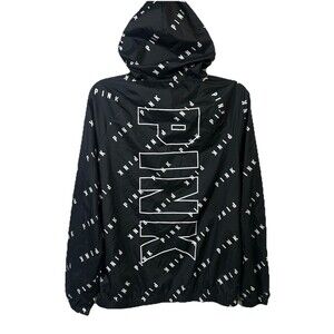 PINK by Victoria’s Secret Logo All Over Print Windbreaker Jacket Womens Sz XS/S